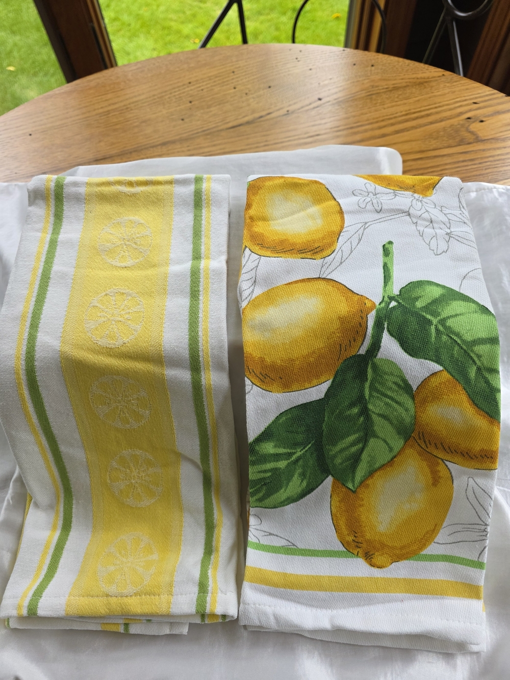 Martha Stewart Lemon Print and Stripe Cotton Kitchen Towels - Yellow & Green